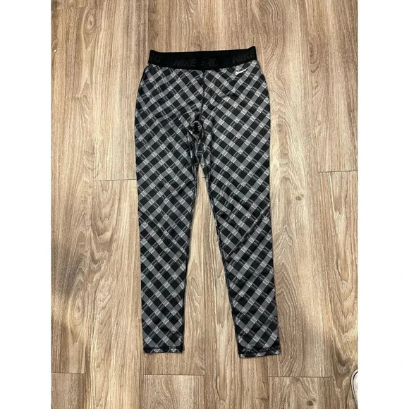 Leggings Nike Pro grey and black checker size large - Picture 1 of 2